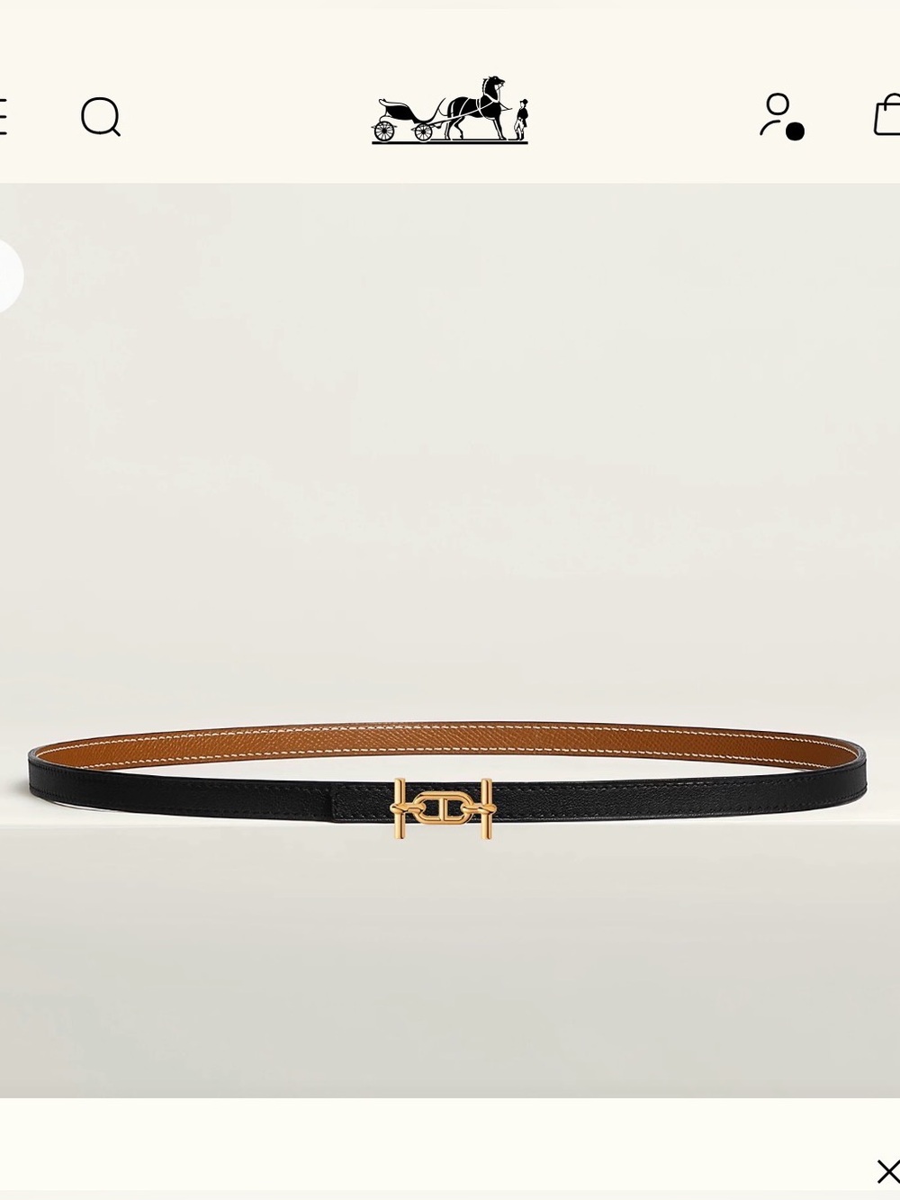 Hermes Noir/Gold Leather Belt with Gold Ancre Buckle